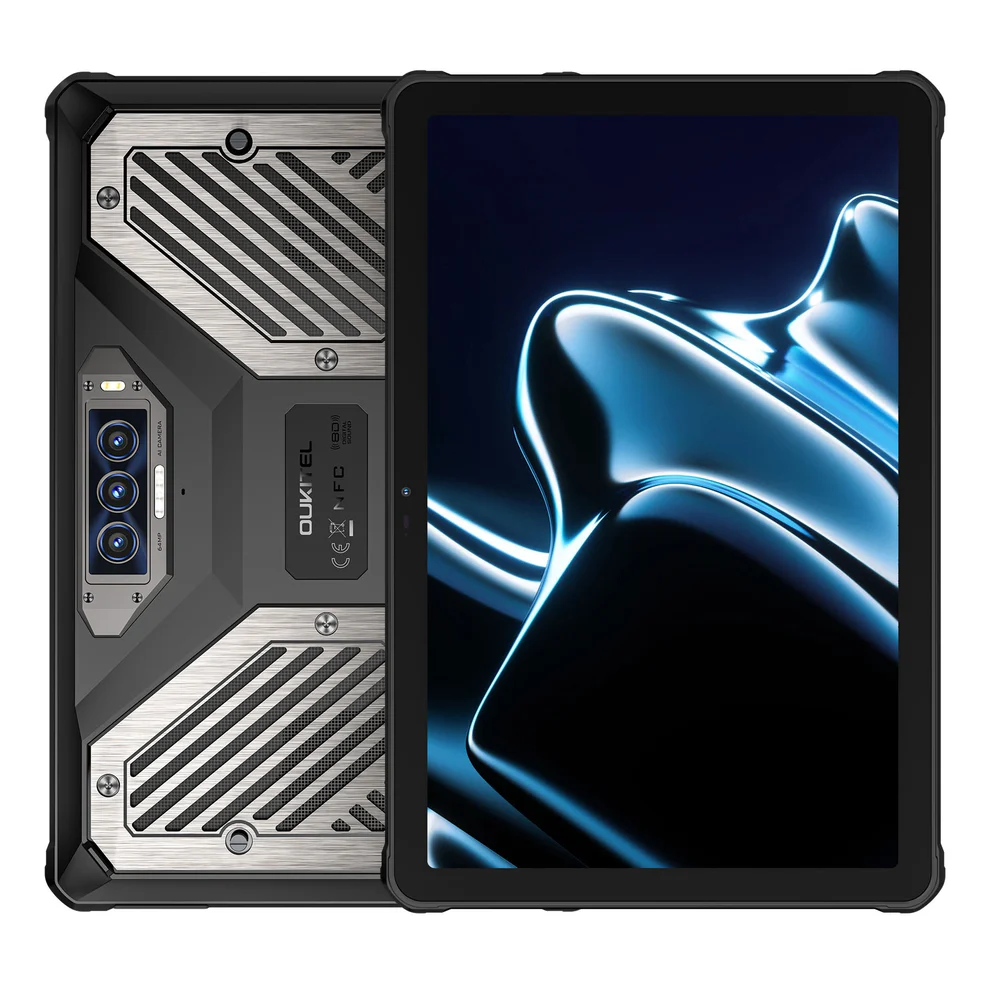 Máy tính bảng siêu bền OUKITEL RT10 5G, pin 25000 mAh, màn hình IPS FHD+ 11 inch, RAM 36 GB + 512 GB, bộ xử lý MTK 7400X, camera 64 MP, máy tính bảng Android 1.5 kèm chân đế.